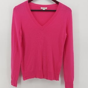 Garnet Hill Cashmere Pink V Neck Sweater Size XS